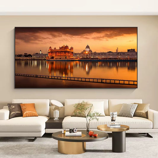 3D Golden Temple Framed Canvas