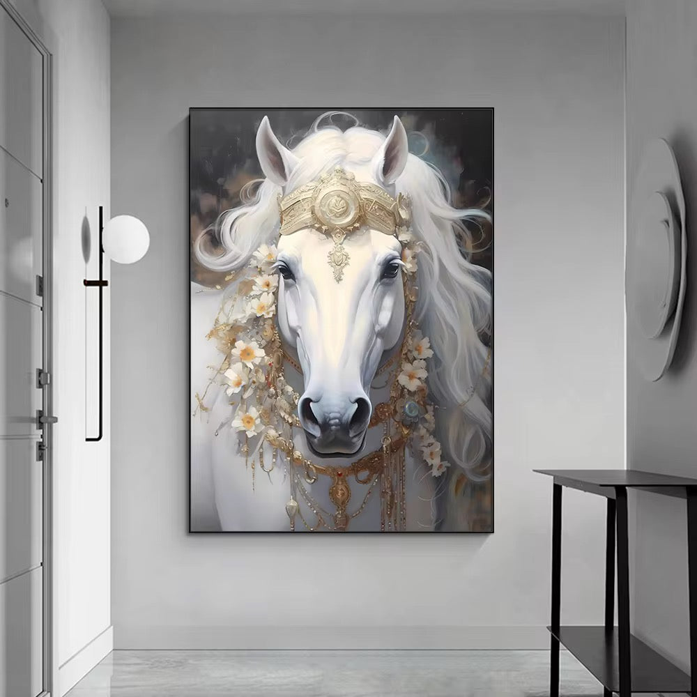 White Horse Wall Art Canvas
