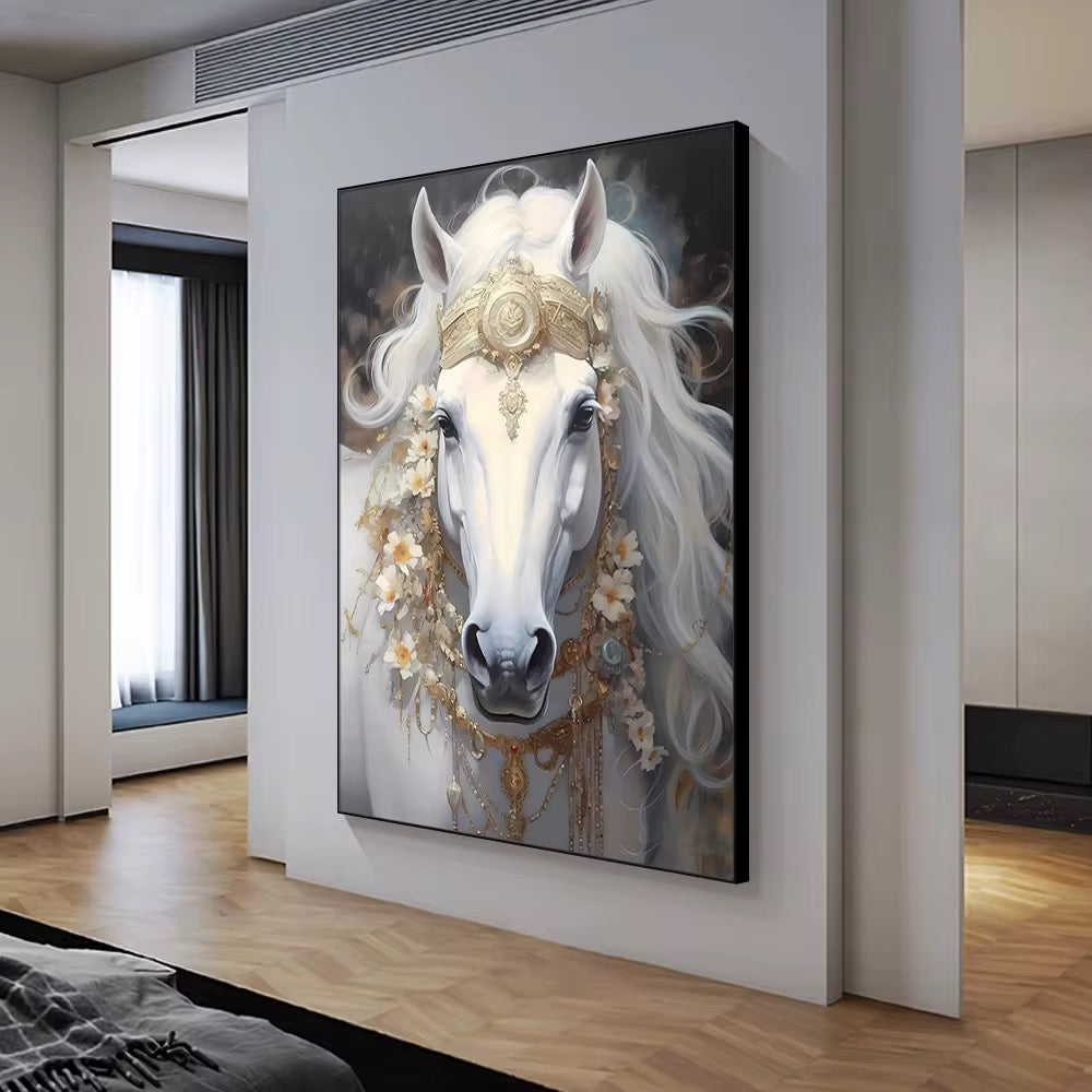 White Horse Wall Art Canvas