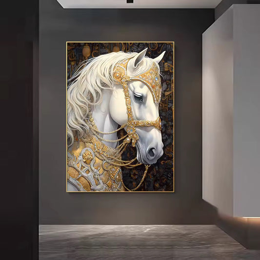 White Horse Wall Art Canvas