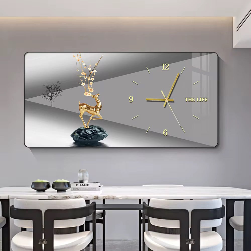Canvas Deer design Wall clock